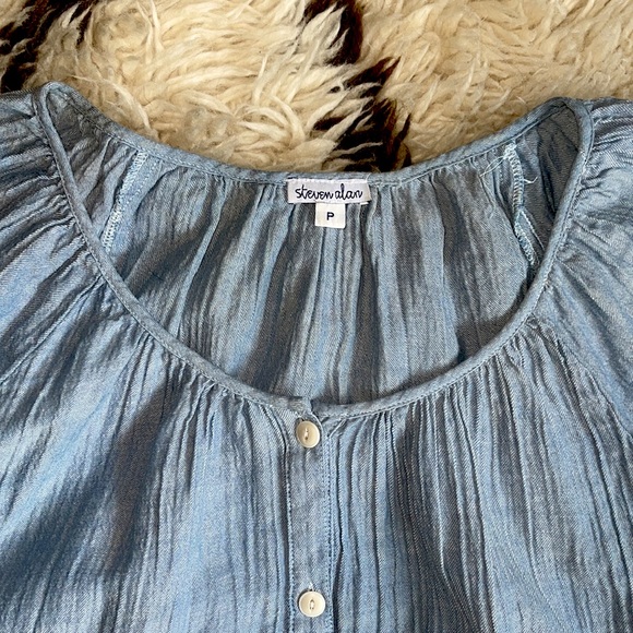 Steven Alan Blue Chambray Blouse - Picture 2 of 3